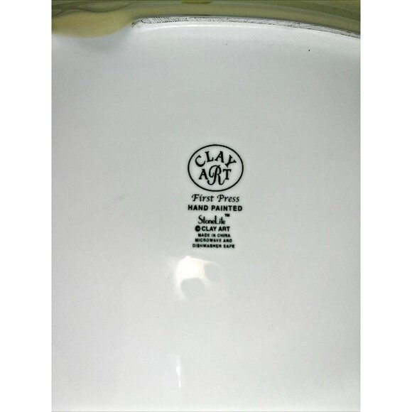 Celebration of First Press Vintage 18" Oval Olive Serving Platter by Clay Art - Picture 7 of 9